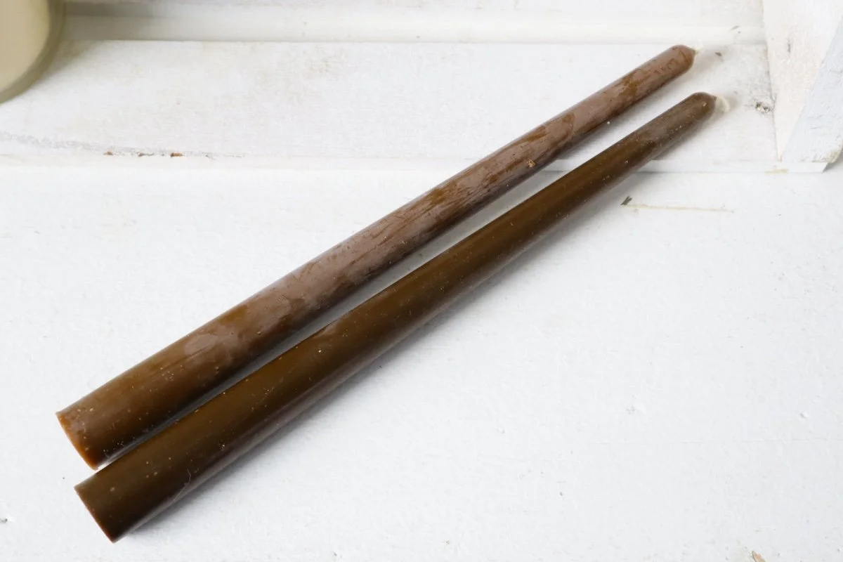 handmade beeswax candle brown.JPG