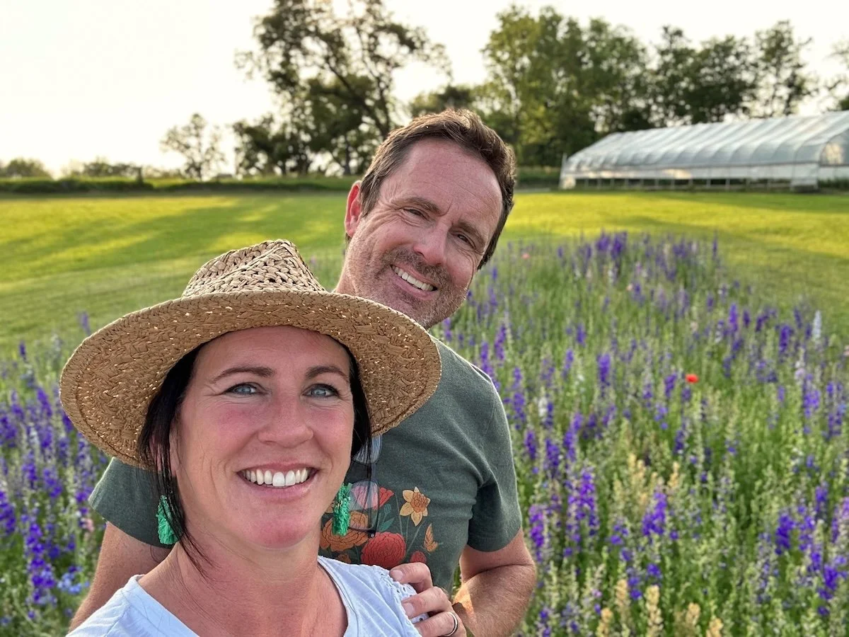 Jenn and Adam O'Neal Owners of PepperHarrow Flower Farm