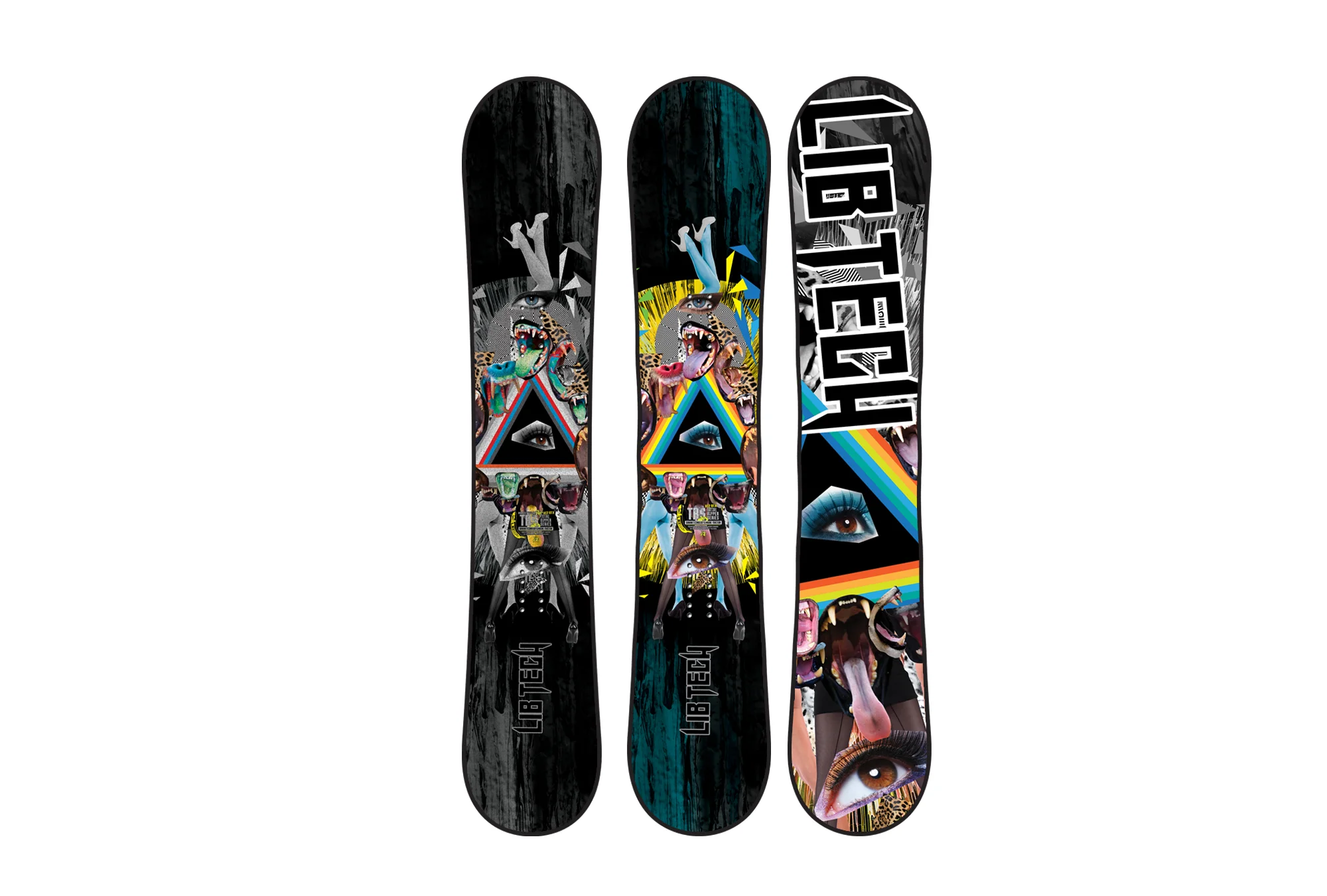 Various Lib Technologies snowboard graphics 2004 - 2016