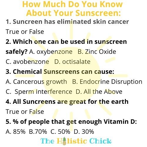 Sunscreen gets slathered all summer and in some cases, all year. Do you know what you are putting on you and your children? Do you know what is going into the water? The quiz is to get you thinking more about this. Below are the answers and you can f