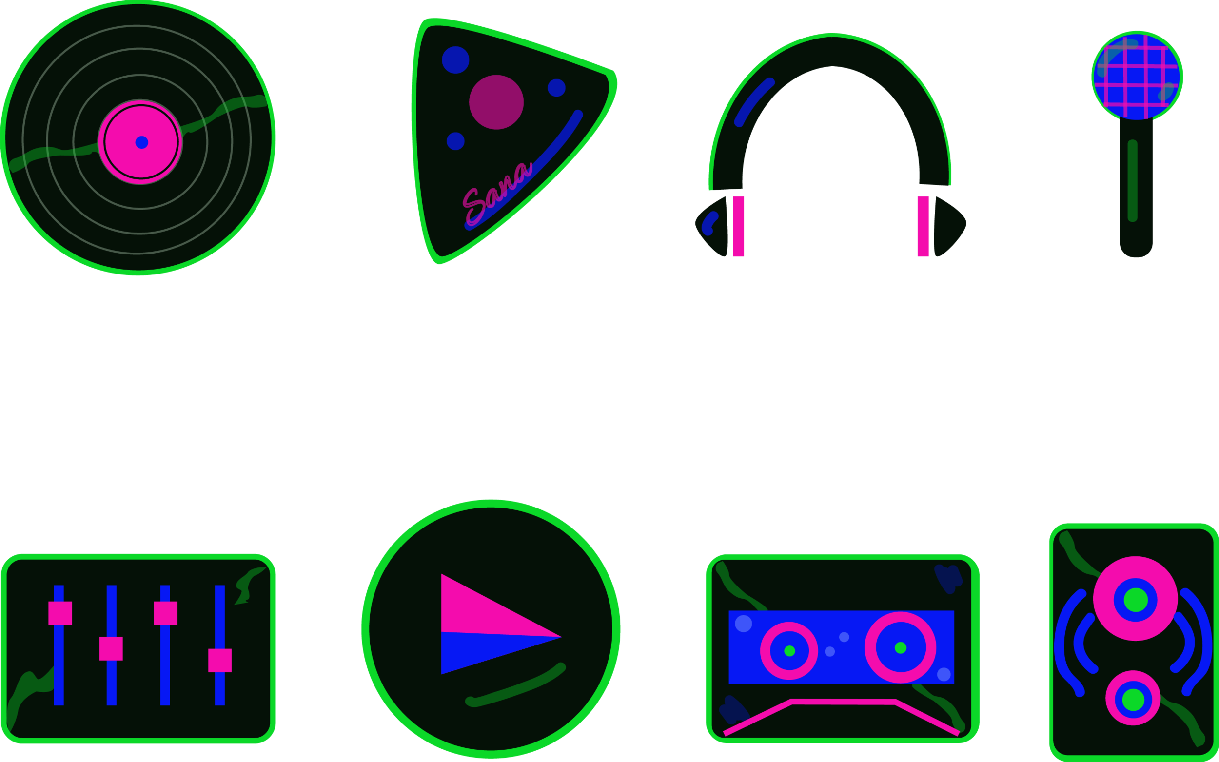 Retro music icons designed by yours truly!