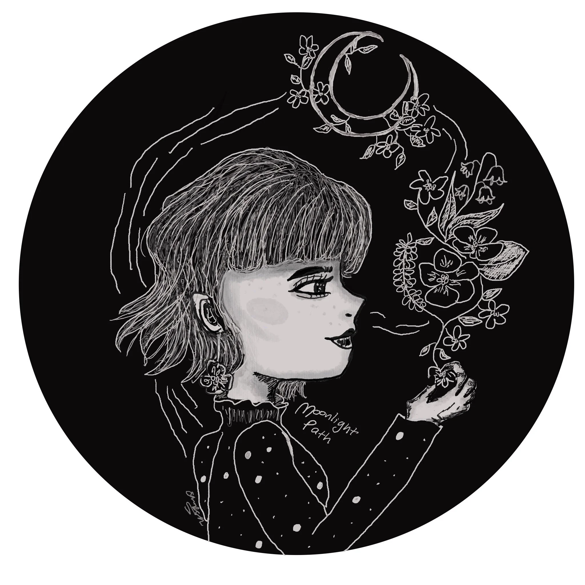  Gothic portrait with botanicals. 