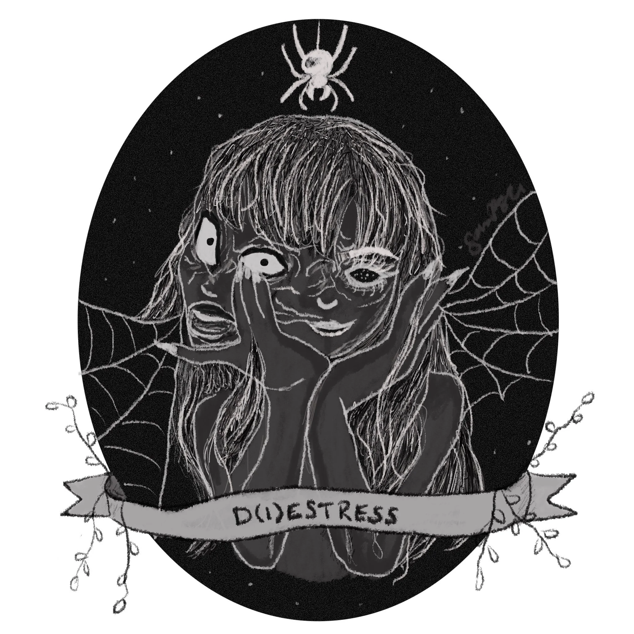  Gothic portrait inspired by the Tomie by Junji Ito. Distress and Destress are only a letter apart. 