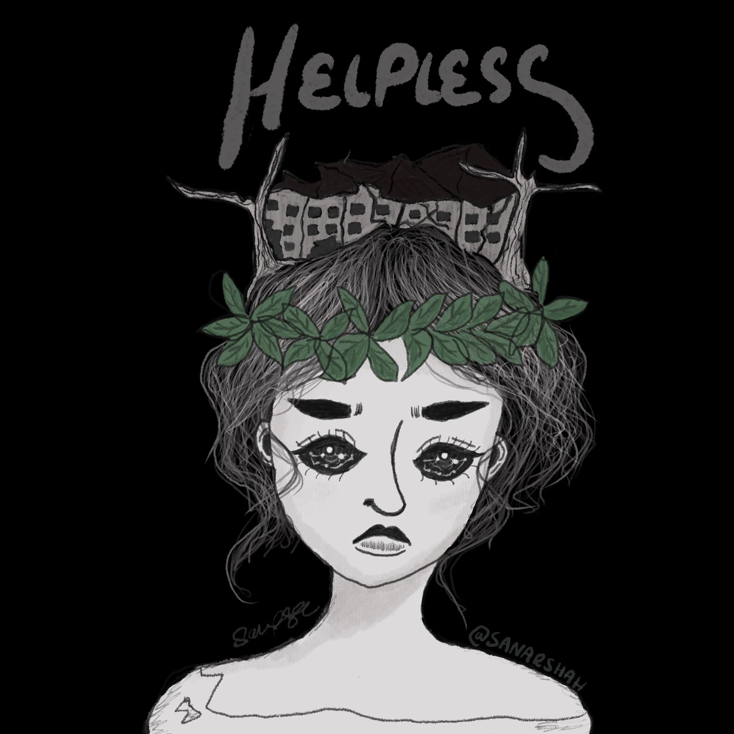  Gothic portrait of feeling helpless in the midst of destruction. 