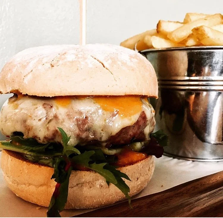 21 day aged beef burger with cheddar cheese.