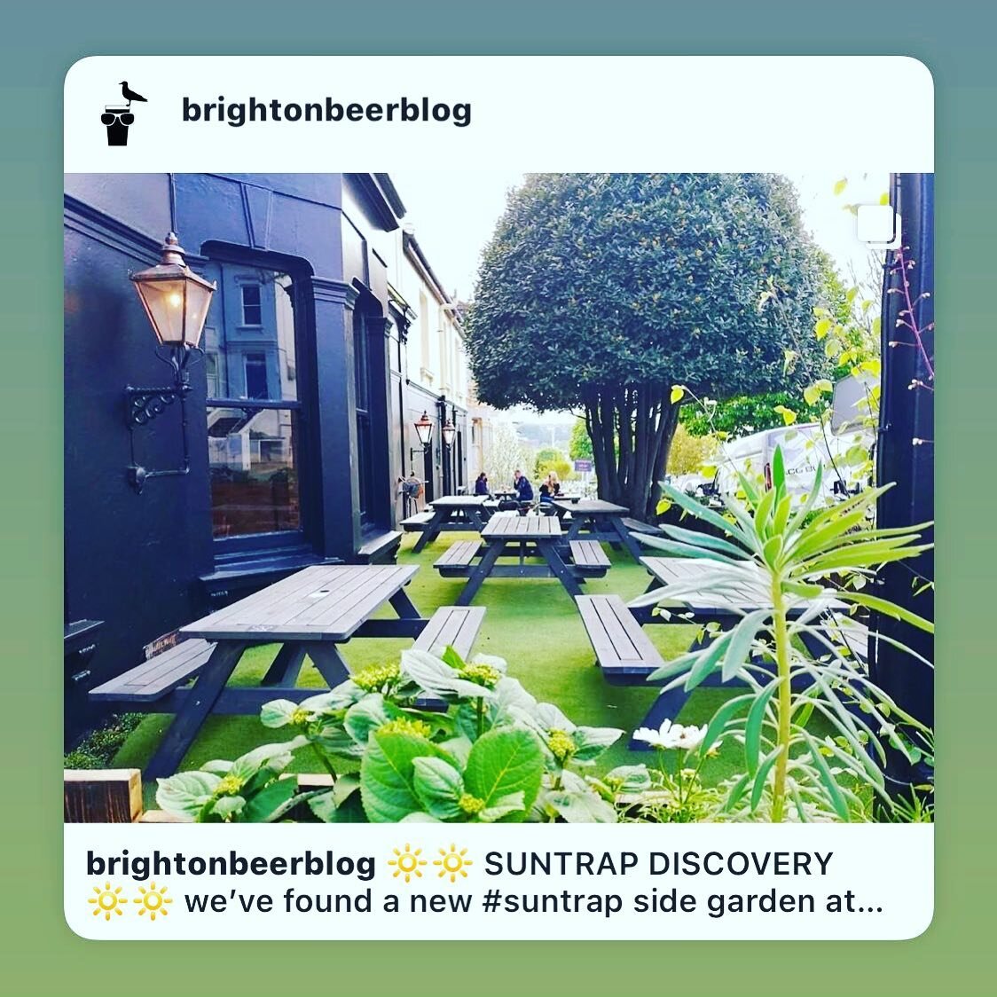 Thanks @brightonbeerblog 😎 come and check out this cute spot 🍻🥗 #brightonoubs #brightonbeerblog #beergarden #veganpubfood #suntrap #respectourneighbors