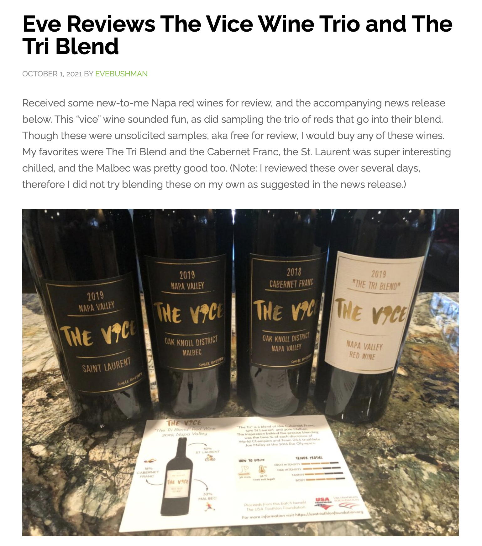 Eve's Wine 101, October 2021