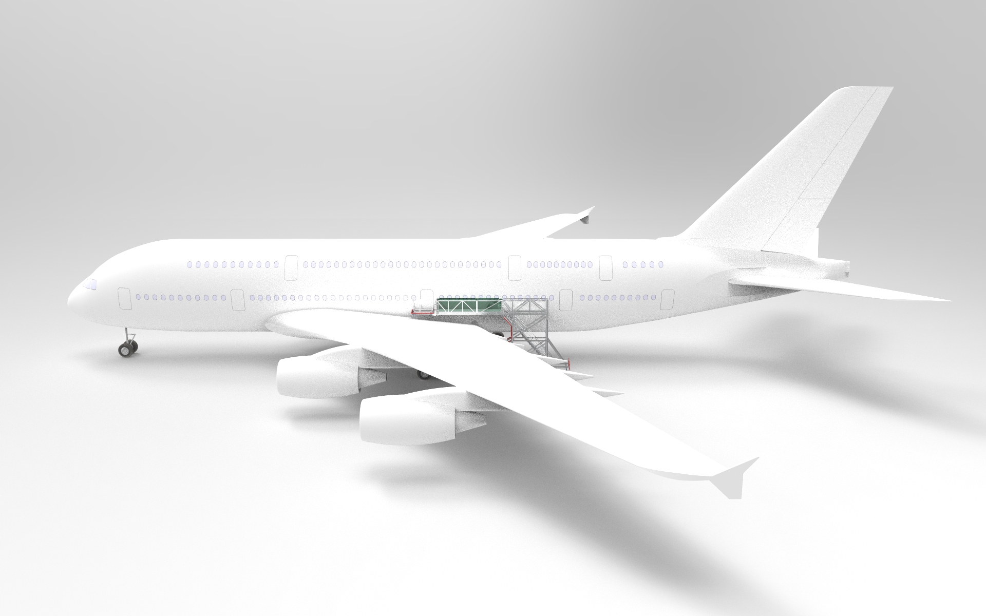 Aircraft Overwing Door Access B747 Side Rendering