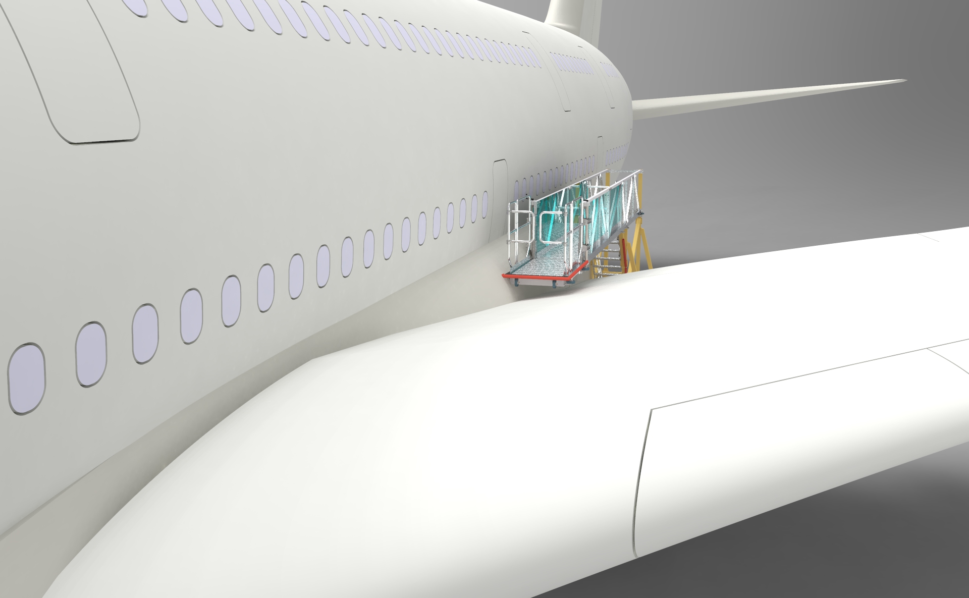 Aircraft Overwing Door Access B747 ISO detail Rendering