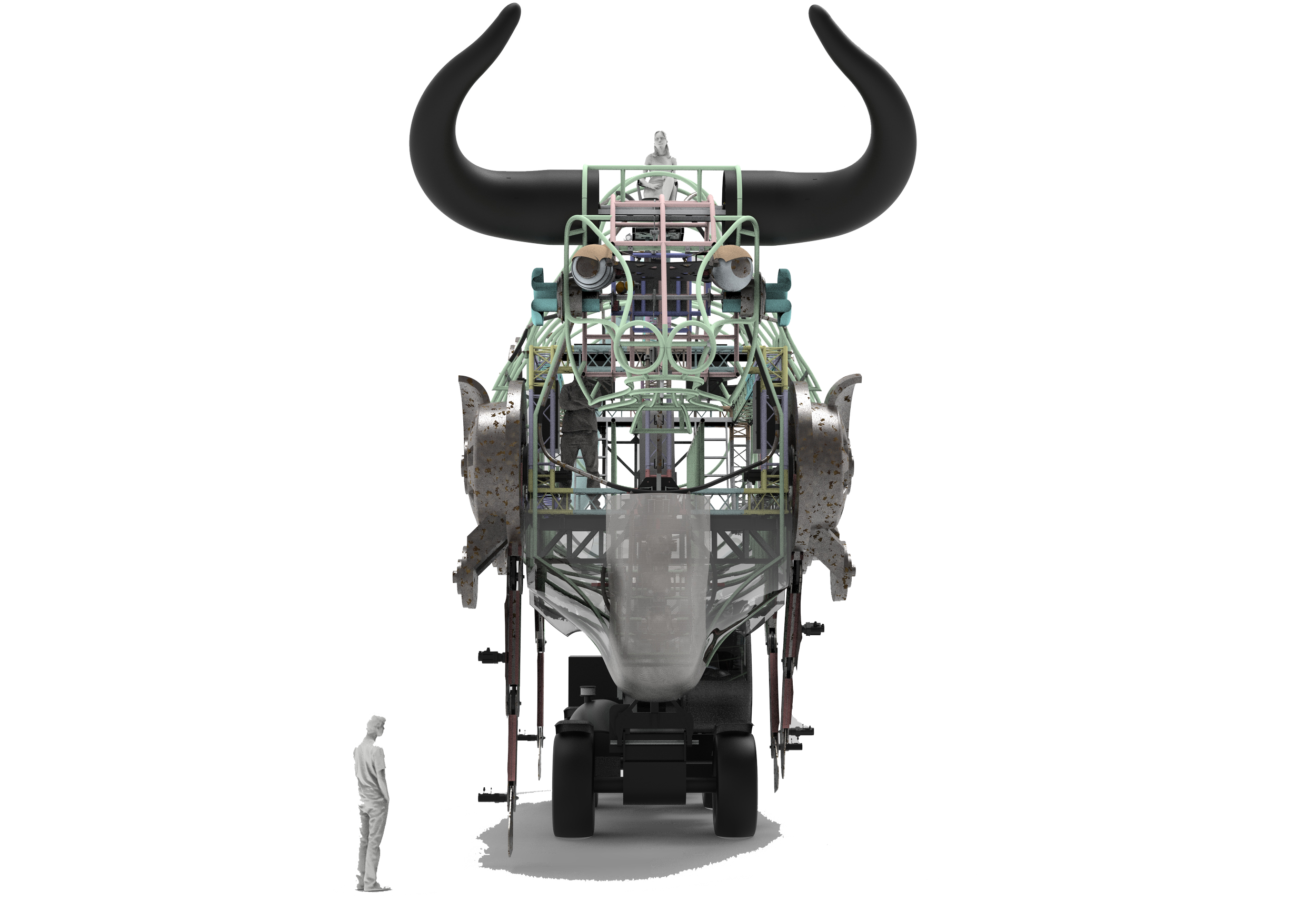 Giant Bull Animatronic Rendering Front View