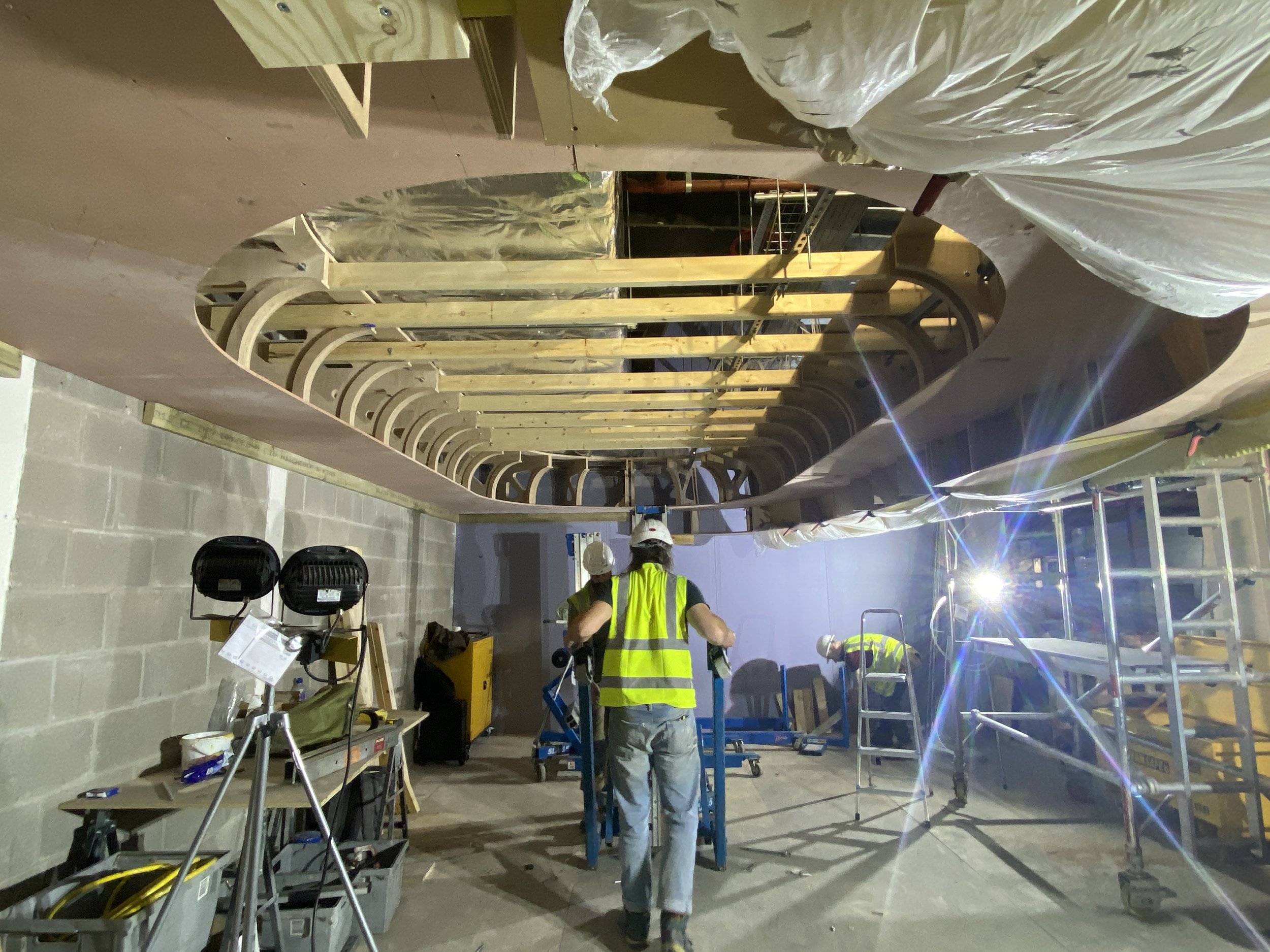 Some Design Engineering Duck And Waffle Retail Shop Fitting Work In Progress PDR Canopy Installation 05