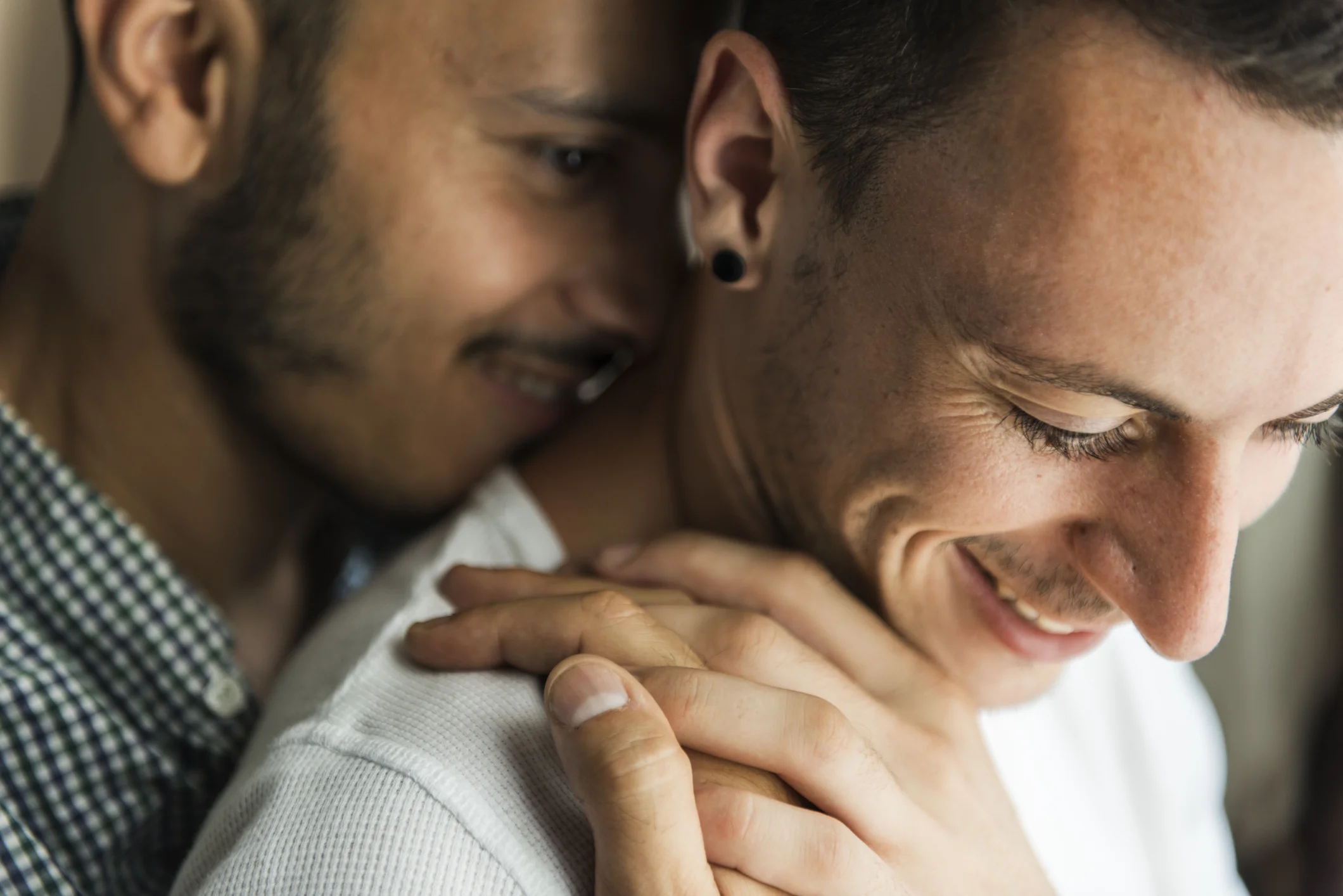 Gay Men Hugging at San Francisco Couples Therapy Center and Sex Therapy