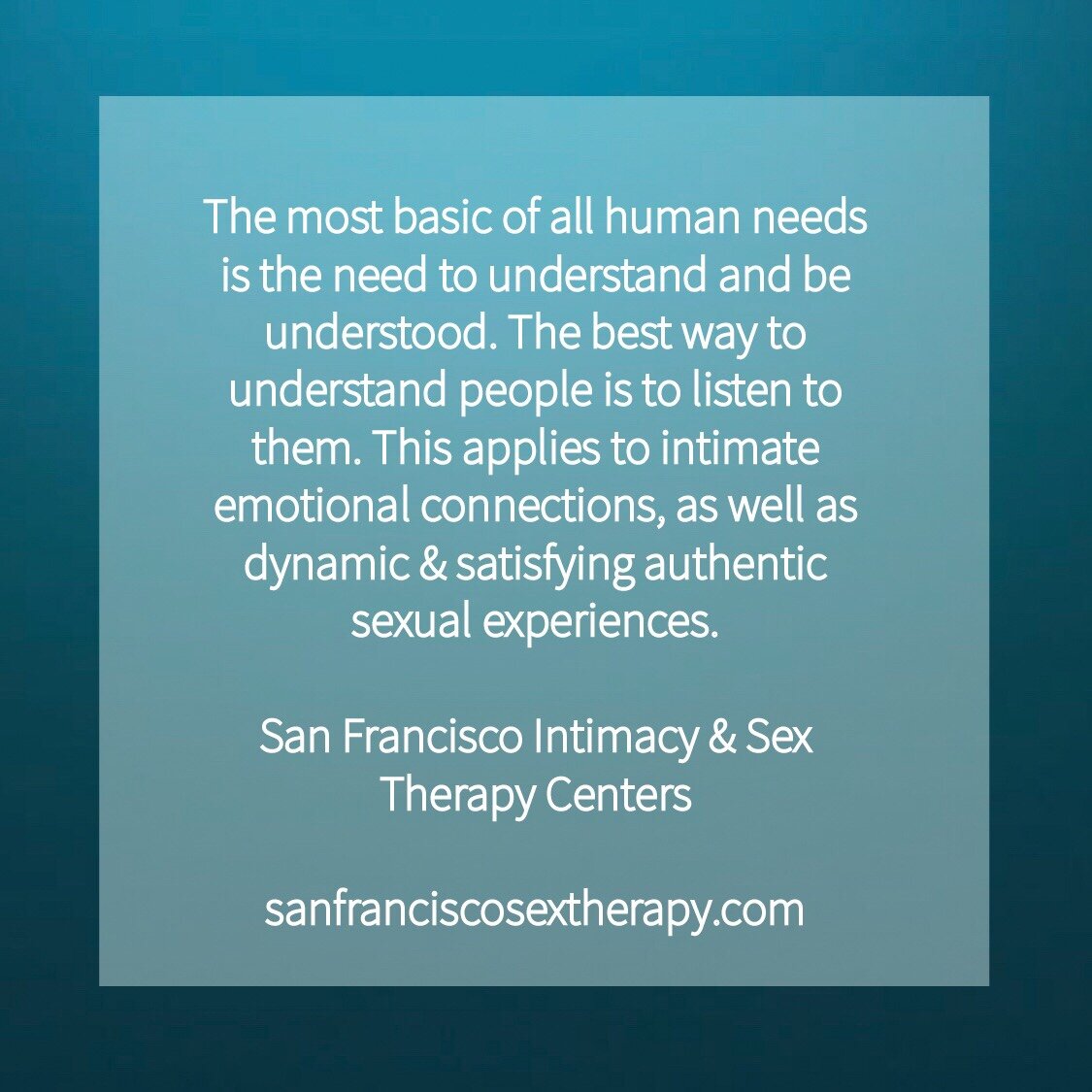 San Francisco couples counselors and sex therapists sHare understanding is key to intimate connection, sex and love — San Francisco Intimacy and Sex Therapy Centers Leading Sex and Couples Therapists/ Coaches in