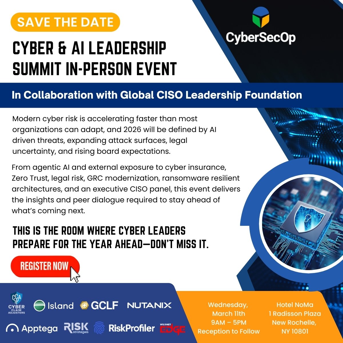 Cyber &amp; AI Leadership Summit In-person Event (In Collaboration with Global CISO Leadership Foundation)