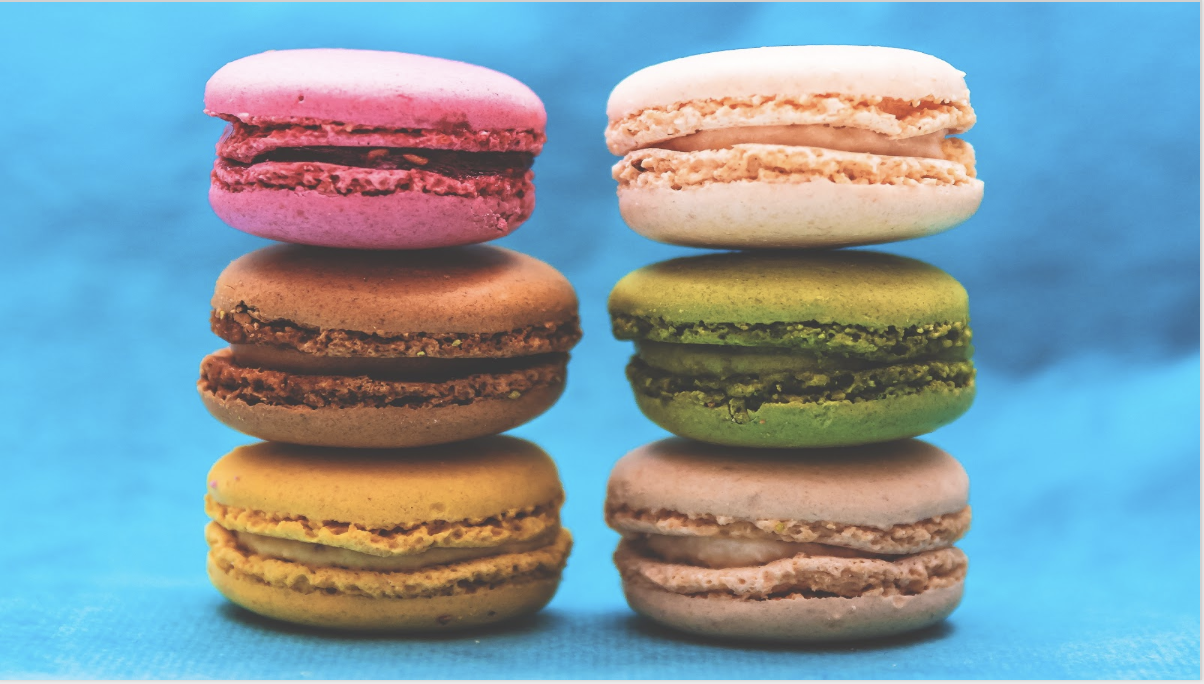 The same macarons image, but it’s stretched to fill the slide. It looks mostly ok here — just flattish macarons — but not everything can be stretched.