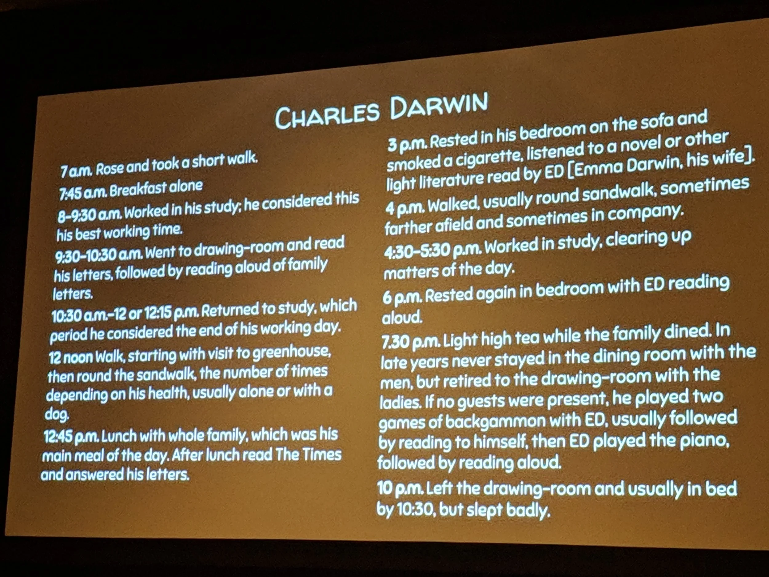 Darwin found plenty of time for non-work.