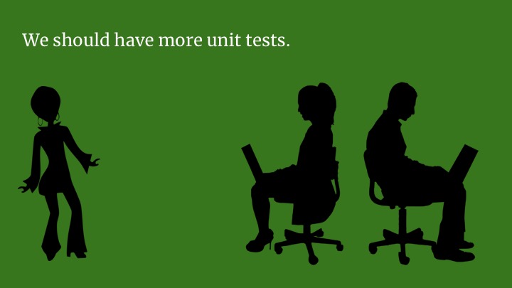  The company keeps having outages, and they’re often attributed to lack of tests in the codebase. She gathers a bunch of senior people and keeps pushing until they agree on coding standards for the whole organisation. All code will be more tested, mo