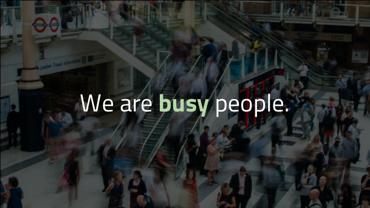 We live in a busy world. There is a lot we can choose to do. And right now you’ve chosen to come to a conference (or you haven’t, but you’re just reading this slide deck! Thanks for being here either way!). I think that can be difficult for a lot of us to step away from whatever we're creating or whatever we're debugging, and do something else for a couple of days. Disconnecting feels weird. It feels unproductive. But this is a talk about being deliberate. Sometimes you need to deliberately slow down a bit so that you go faster in the long run.
