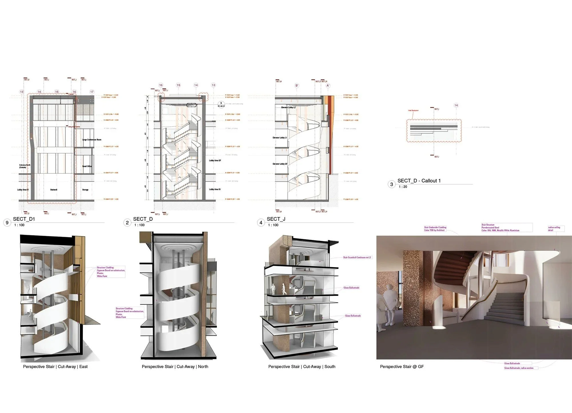 Cross sections - central staircase