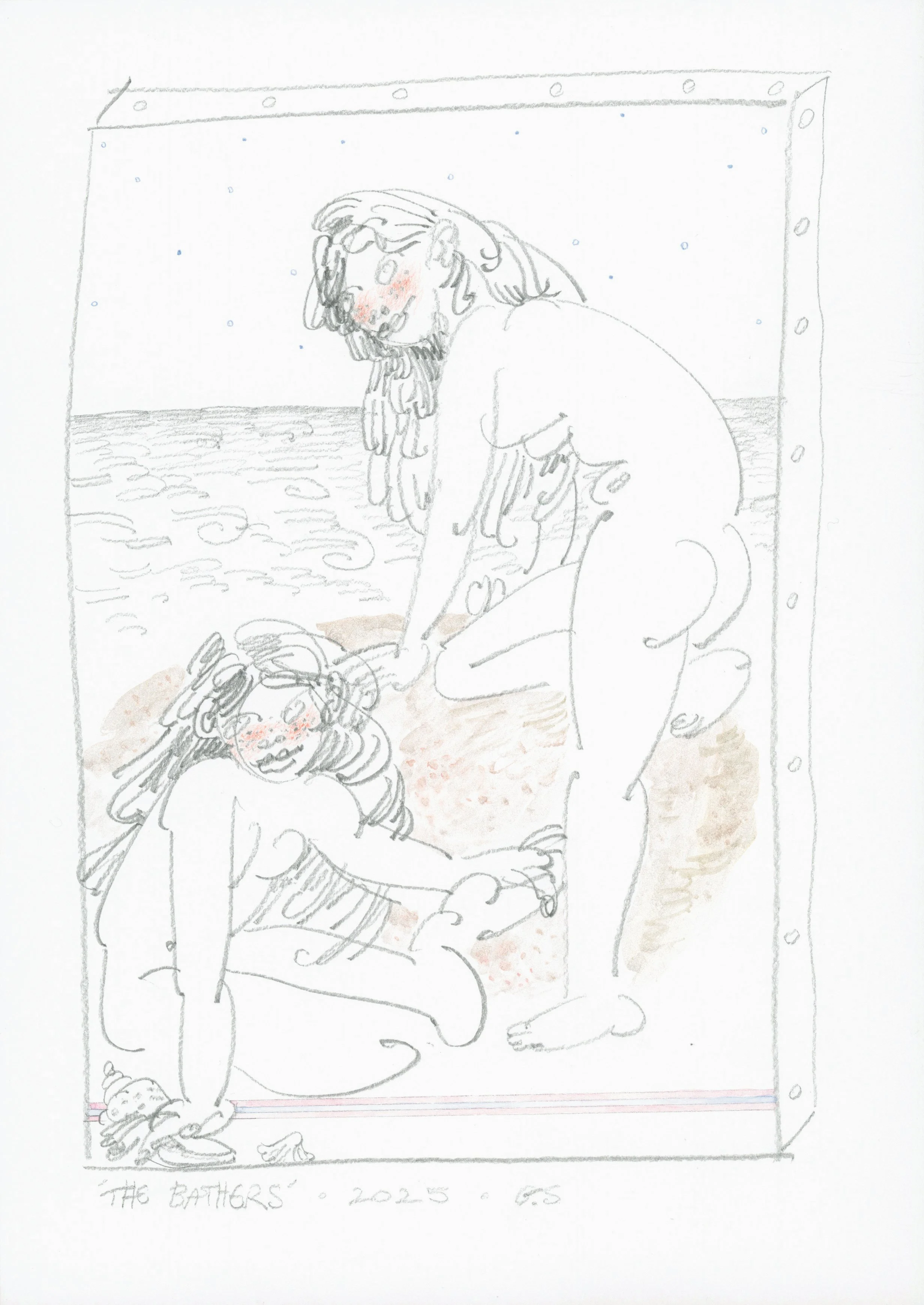  The bathers , 29 x 21 cm, watercolor and pencil on paper,    Drawing room biennial 2026    ⋆
⋆  Bermondsey , London UK