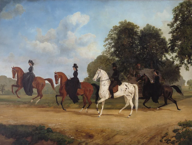 Equestrian Portrait of the Stockton Family, c. 1865, Henry Collins Bishop