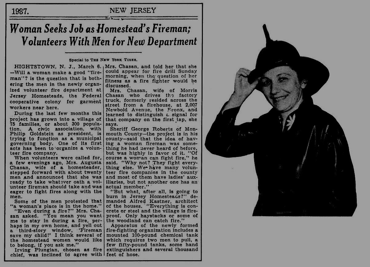 “Woman Seeks Job as Homestead’s Fireman; Volunteers With Men for New Department,” New York Times, 1937