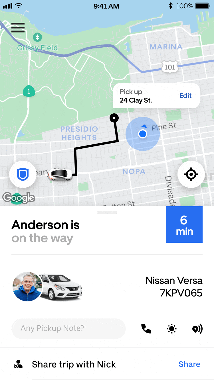 Version 1. Without Safe ModeThis safety toolkit is composed of actions, customizations, and informative articles. The user can see all the safety features that Uber offers in a glance, with quick access to the actions in emergencies.