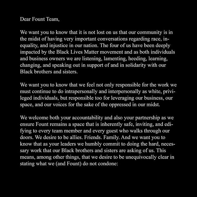 This is a message we shared with our team, but feel is important to share with our community as well. #BlackLivesMatter