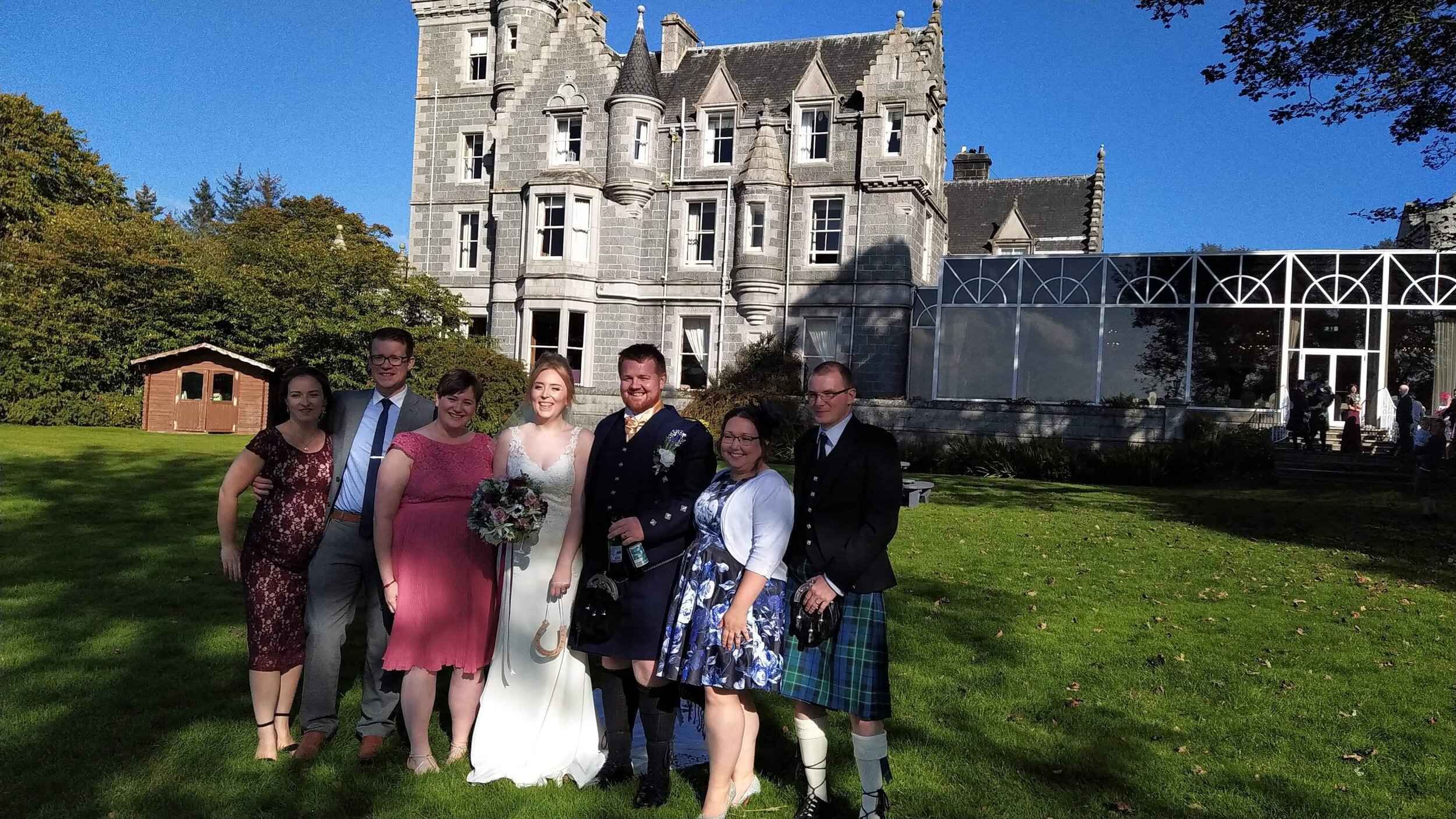 The happy couple and some of Rachael’s school friends.
