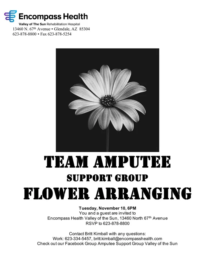 Team Amputee Support Group flower arranging flyer