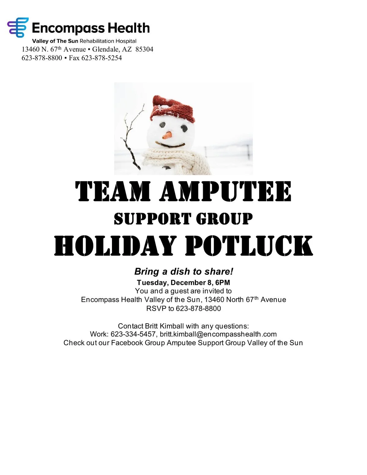 Team Amputee Support Group: Holiday Potluck