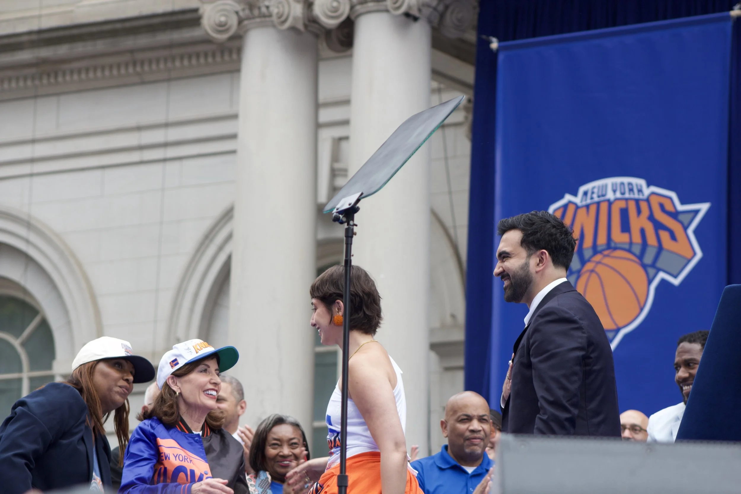 Letitia James, Kathy Hochul, Rama Duwaji, Zohran Kwame Mamdani (L->R)