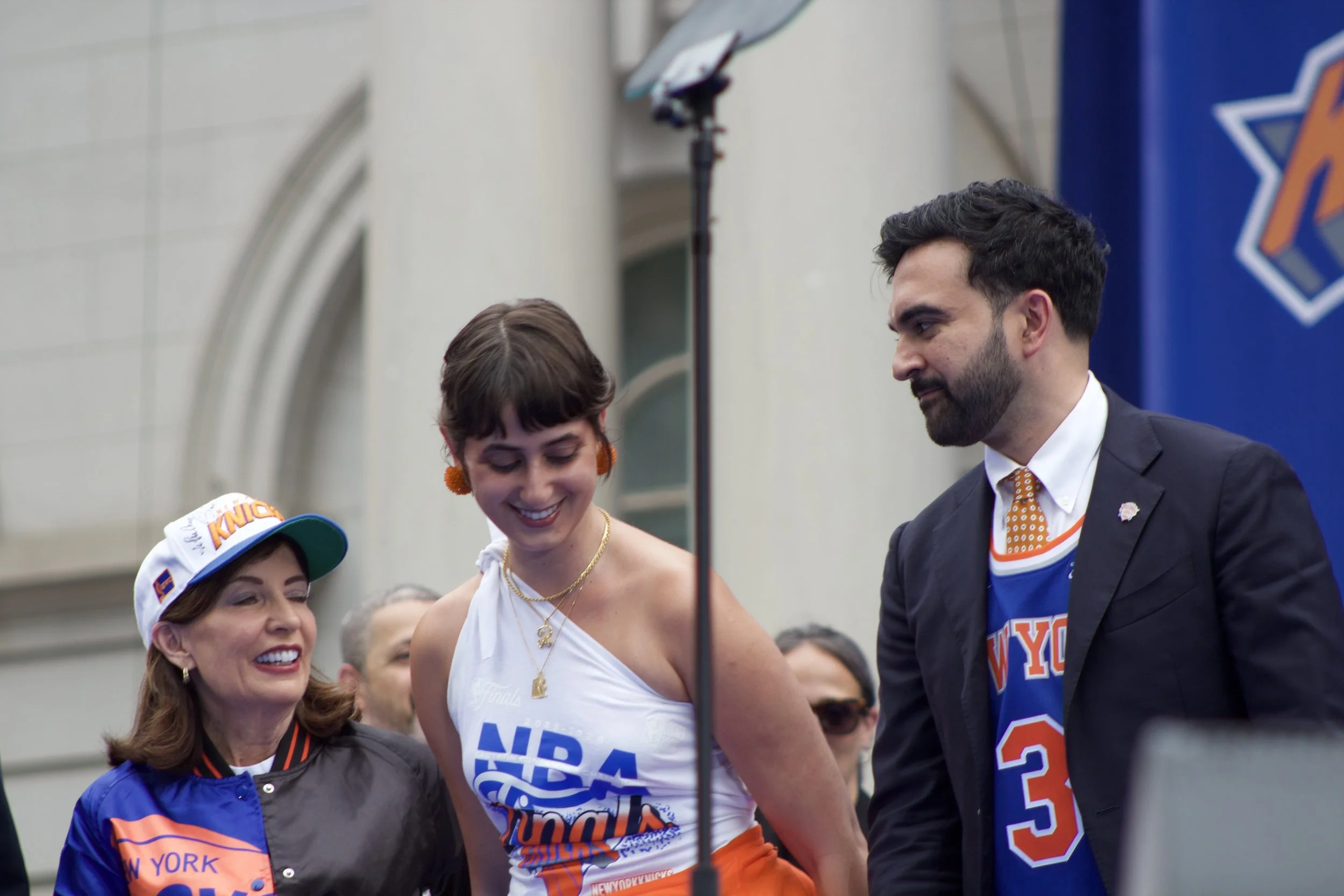 Kathy Hochul, Rama Duwaji, Zohran Kwame Mamdani (L->R)