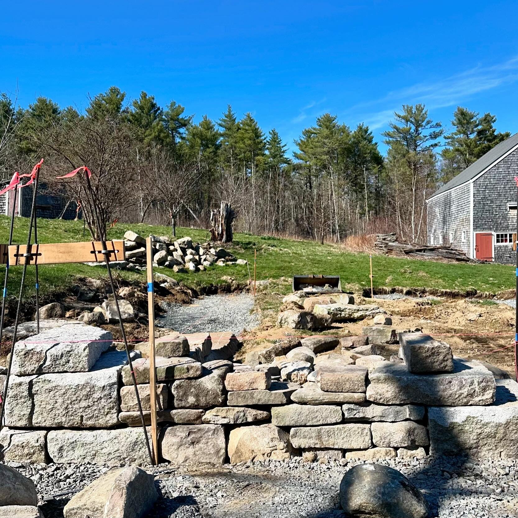 Start of a garden enclosure 

#stonework 
#gardenenclosure
#gardenwall 
#midcoastmaine