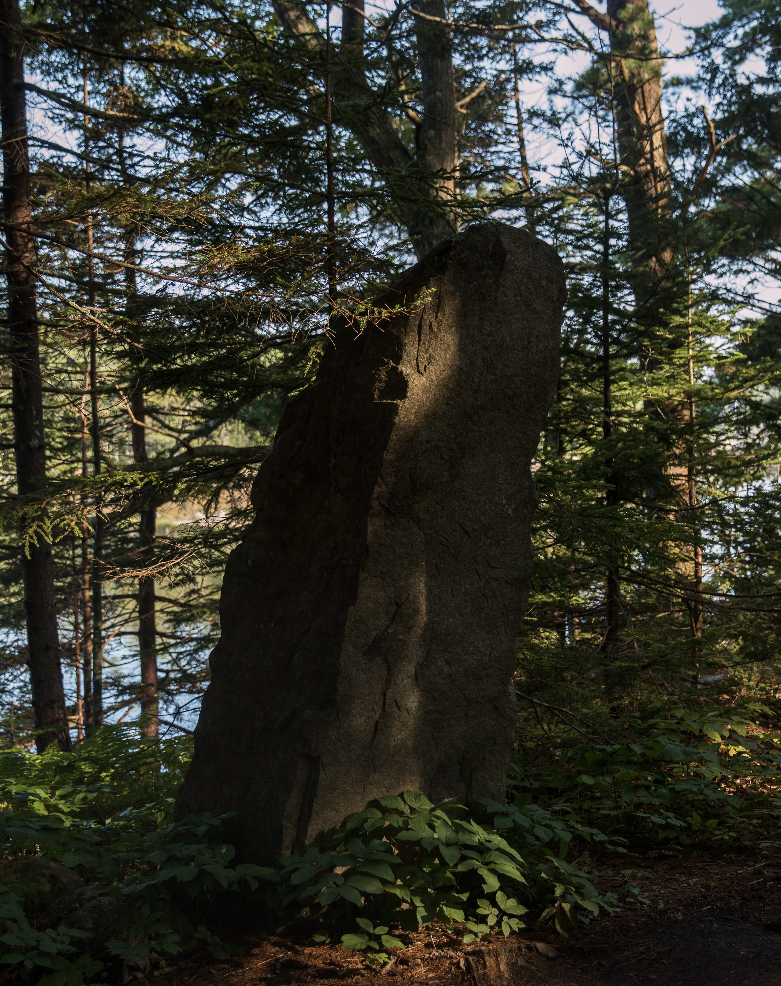 standing stone at coastal maine botanical gardens by joe norton of norton stoneworks