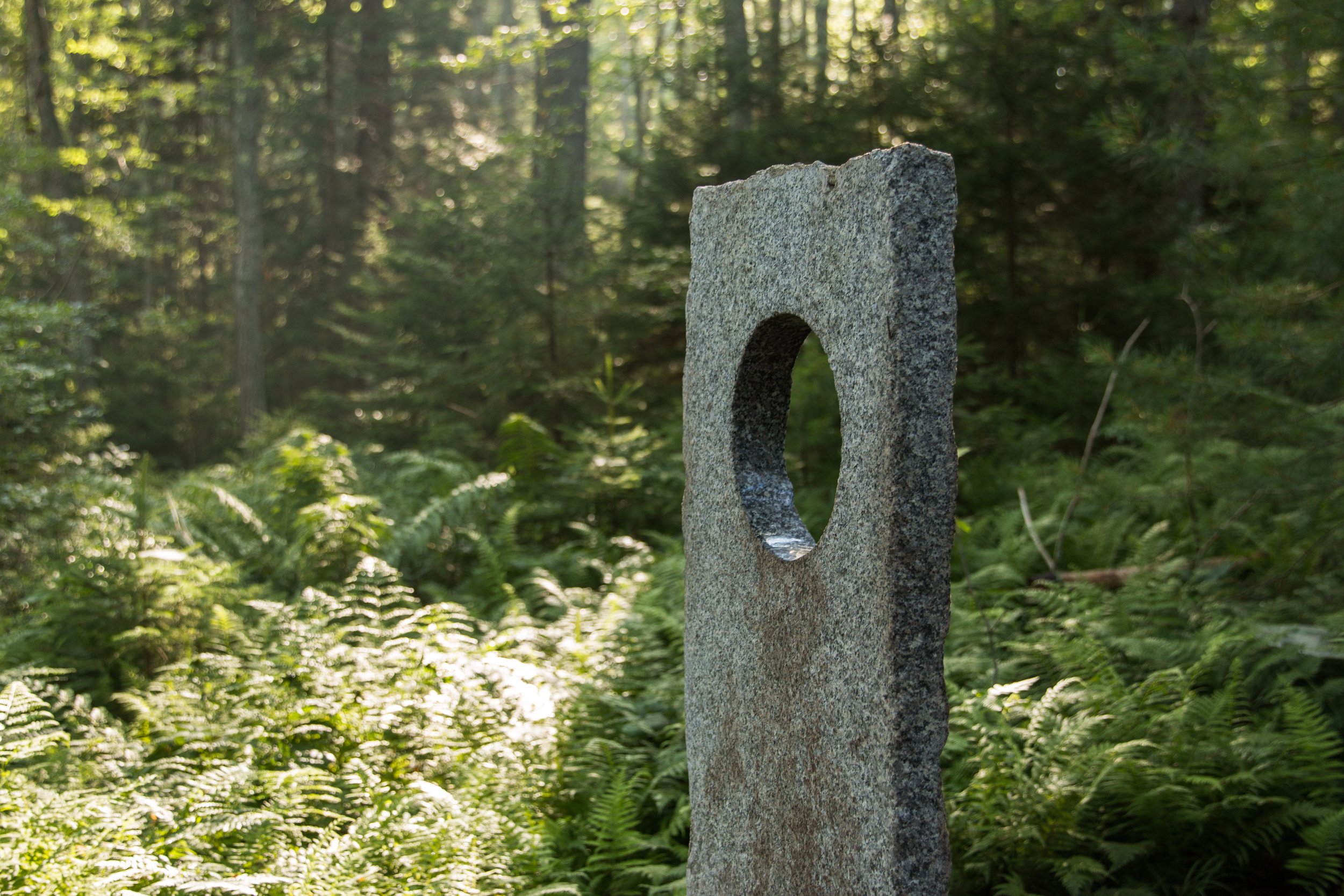 stone sculpture at coastal maine botanical gardens by joe norton of norton stoneworks