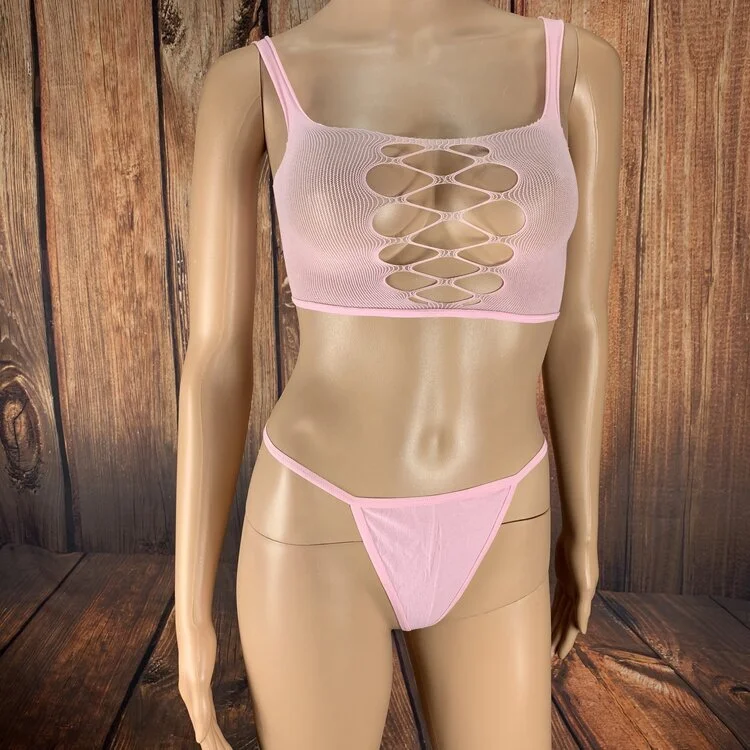 Pink Sheer Bra and Panty