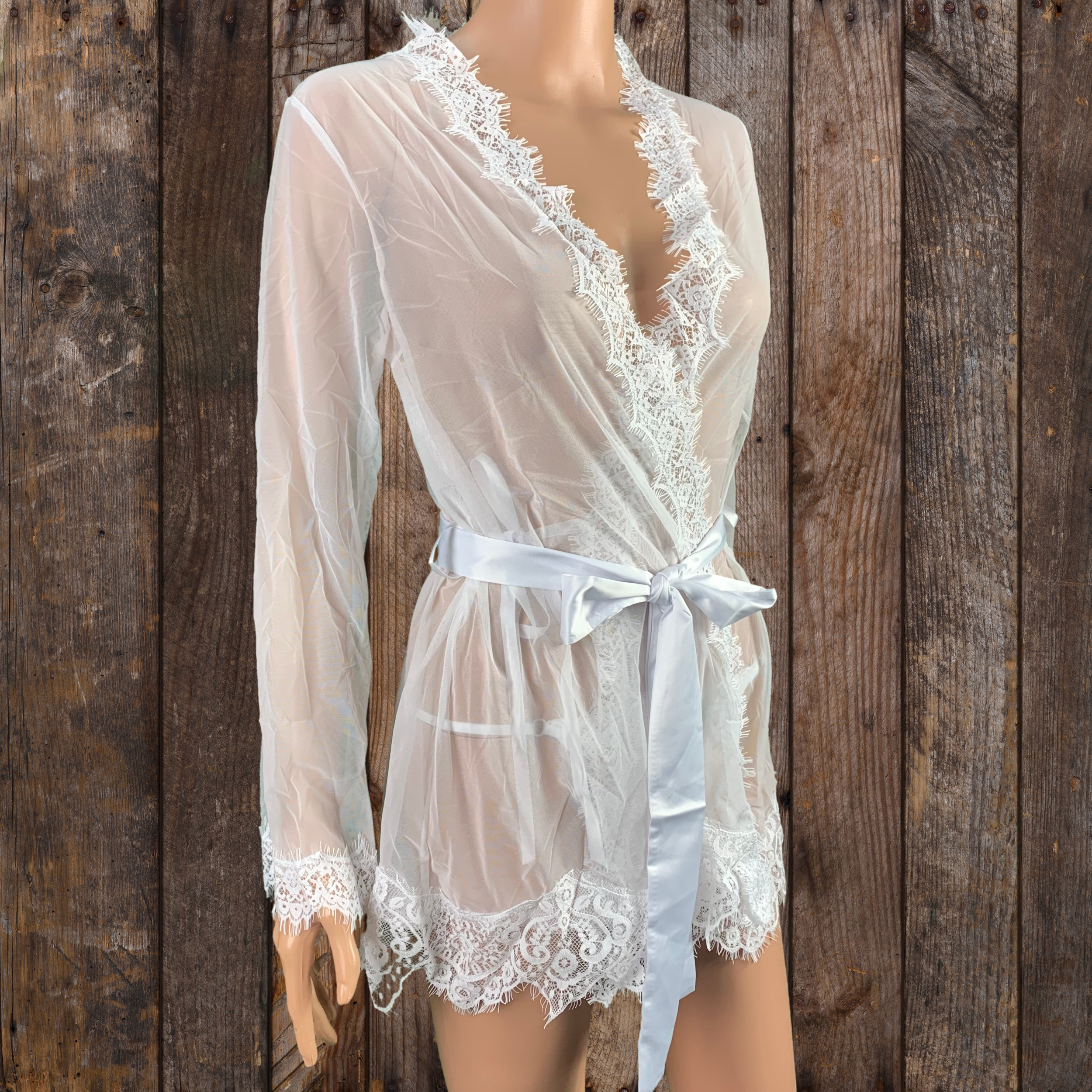 White Sheer Eyelash Robe