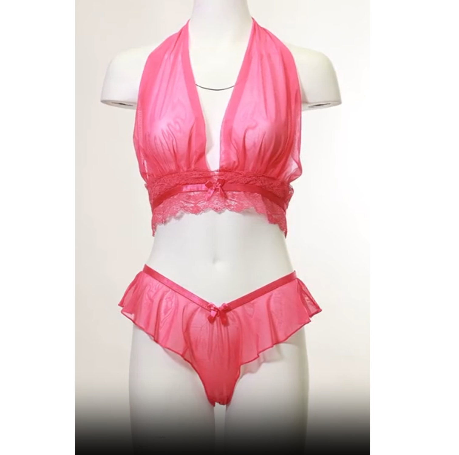 Black or Pink Sheer Bra and Panty Set