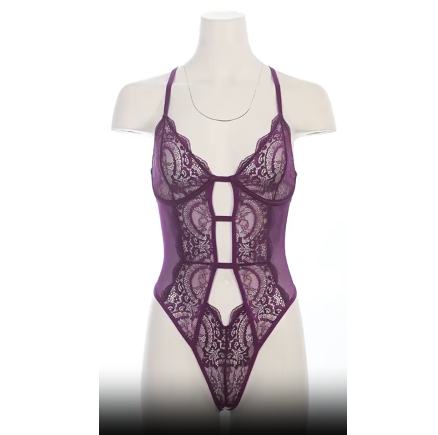 Purple Strappy Lace Teddy