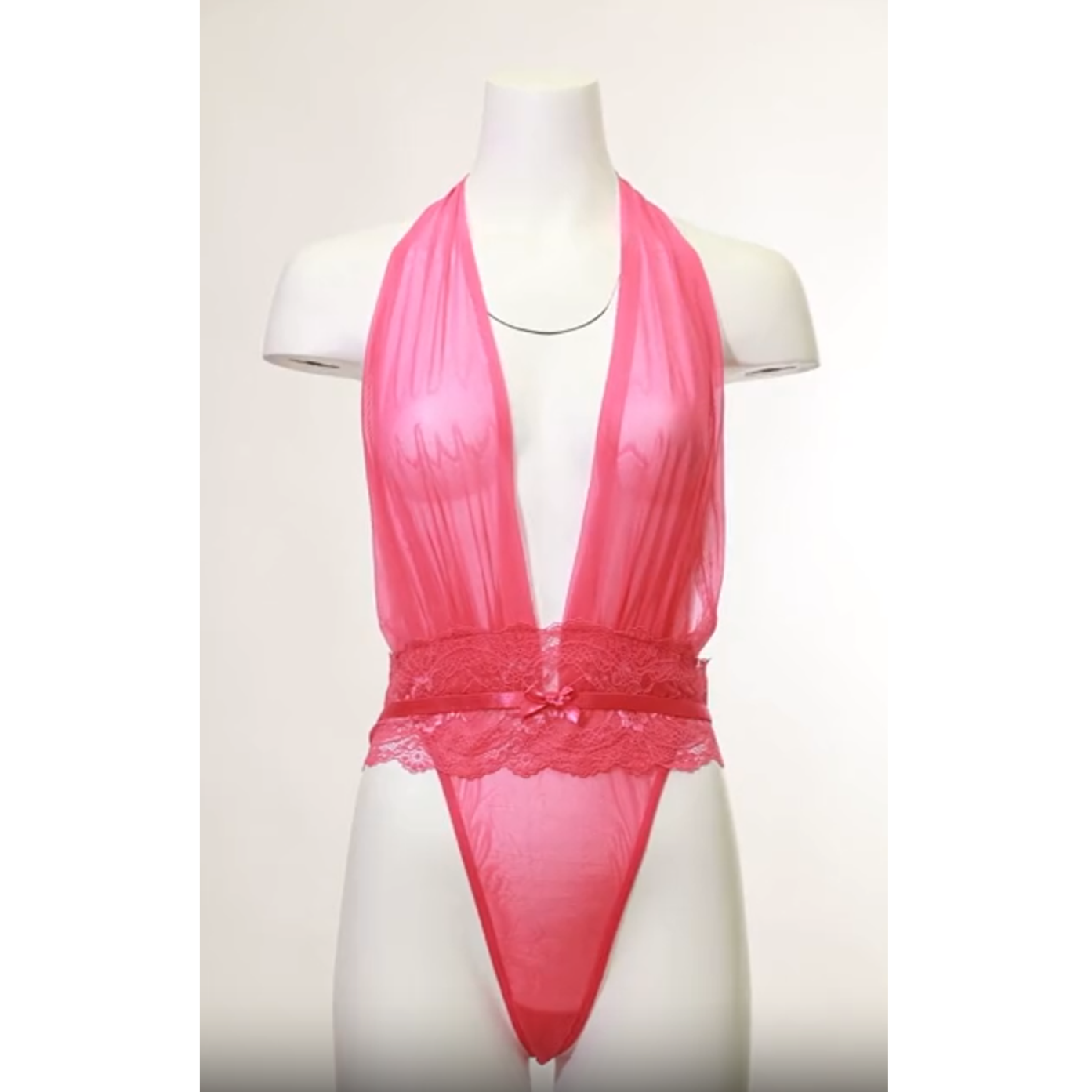 Pink Yarrow Sheer Halter Teddy