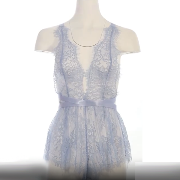 Light Blue Lace Romper Teddy - 1X/2X