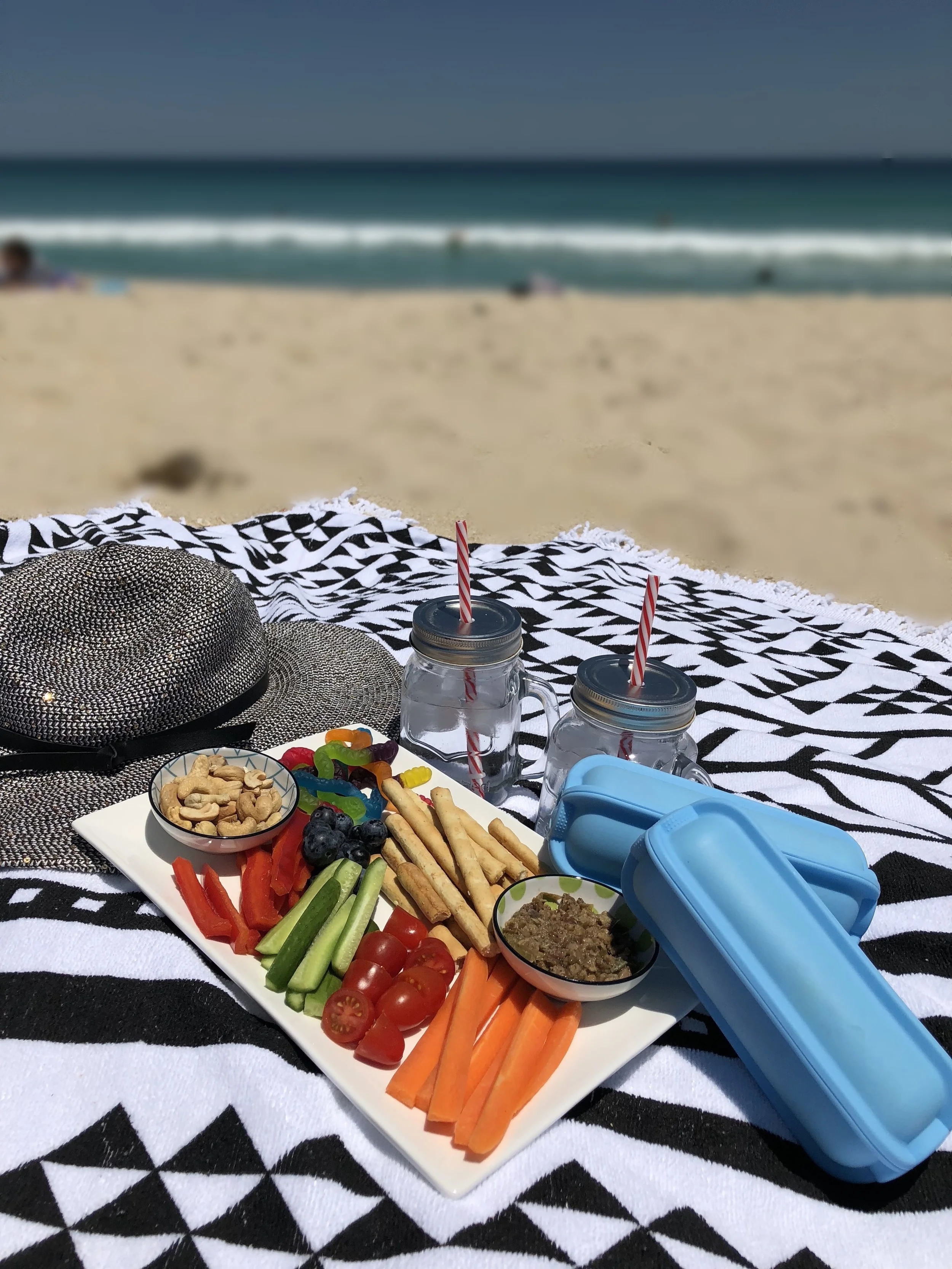 A Wrap'd lunch at the beach, followed by tasty snacks for the afternoon.