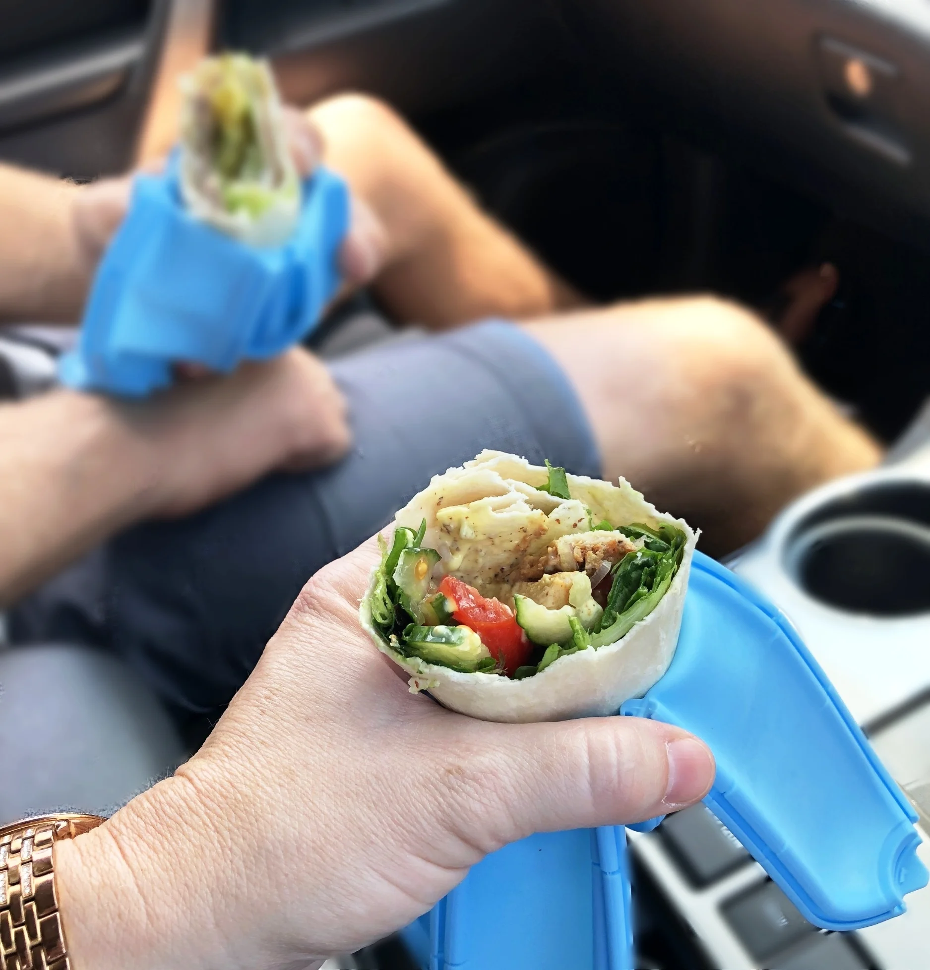 Wrap'd in the car, on the go.