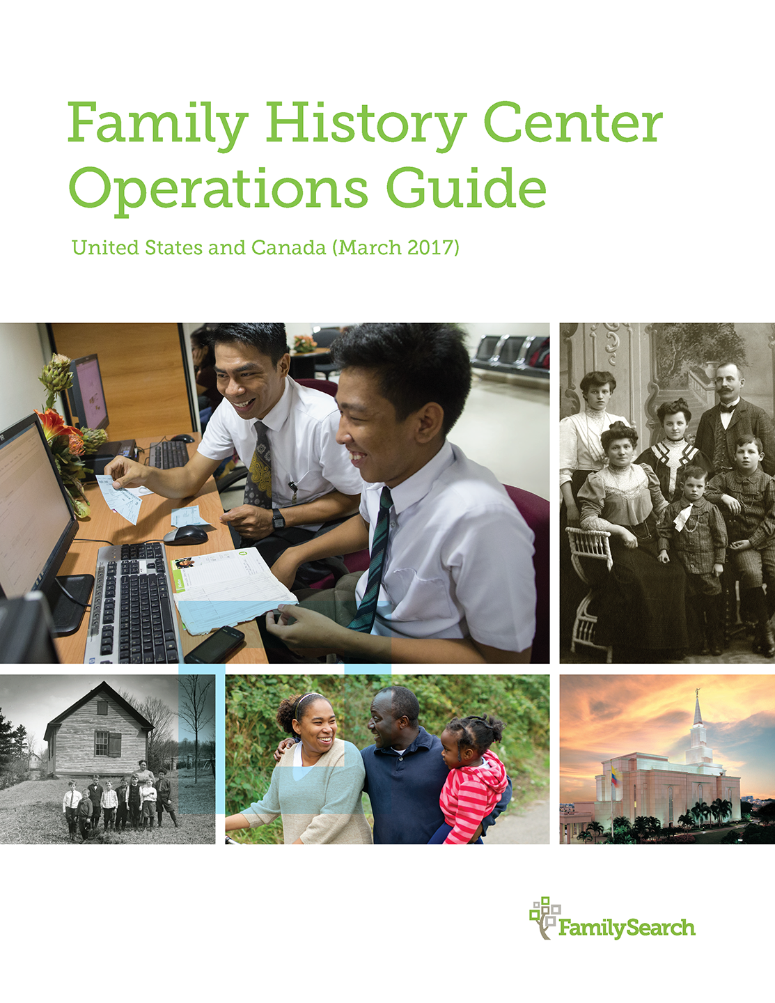 Cover of a nearly 200-page operational guide. Cover and contents designed by Jason Mumford according the FamilySearch branding guides.