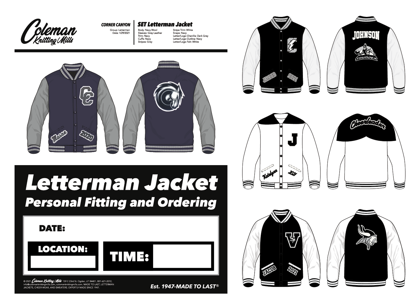 Customer Flier/Proof and Letterman Jacket Line Art Illustrations