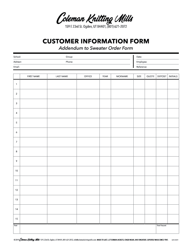 Customer Information Form