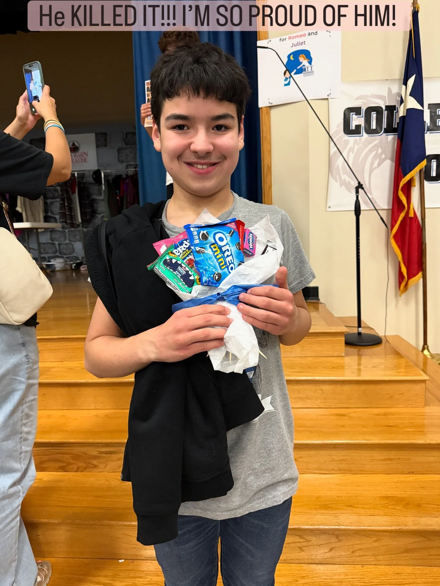 Stevie played the role of Josh, one that he sought from his theater teacher, who gave him a chance but told Stevie that he had to audition for (I think that&rsquo;s how it works). Apparently the kid can act because not only did he get the part, he me