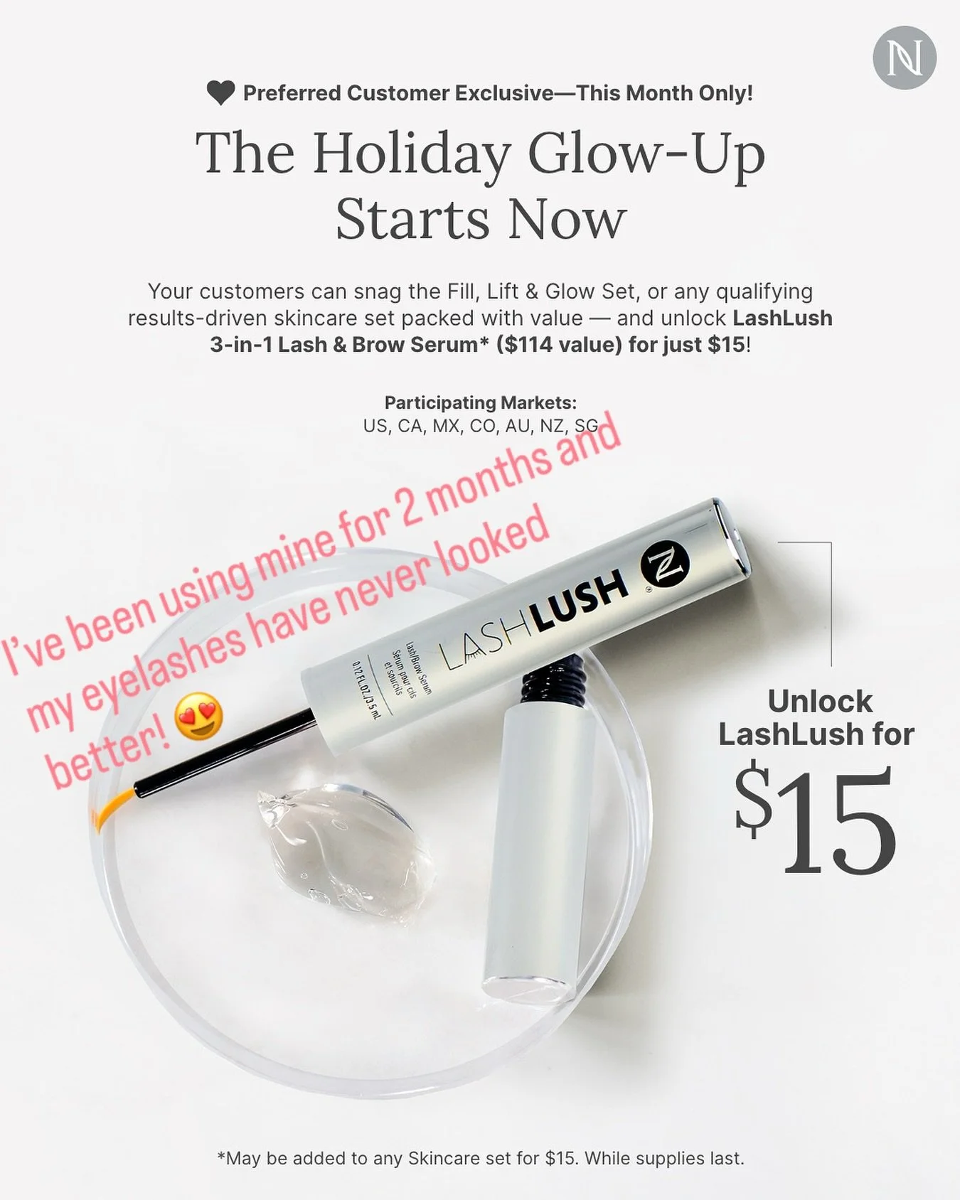 I&rsquo;ve been using my Neora products consistently because they WORK! 👏🏼👏🏼👏🏼 I HIGHLY RECOMMEND you get the Fill, Lift and Glow set, so you can try their Lashlush for $15! Unheard of! The deal is until the end of this month! 
DM me for deets!