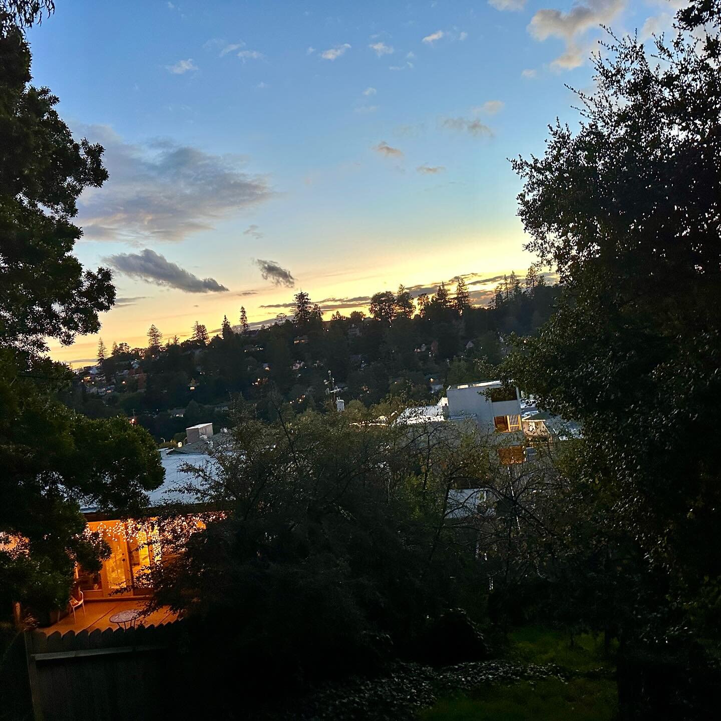 A beautiful night for a walk above The Village! It&rsquo;s such a gift to have a trail just steps from our studios. #montclairvillage #walkingandpilates #montclairrailroadtrail